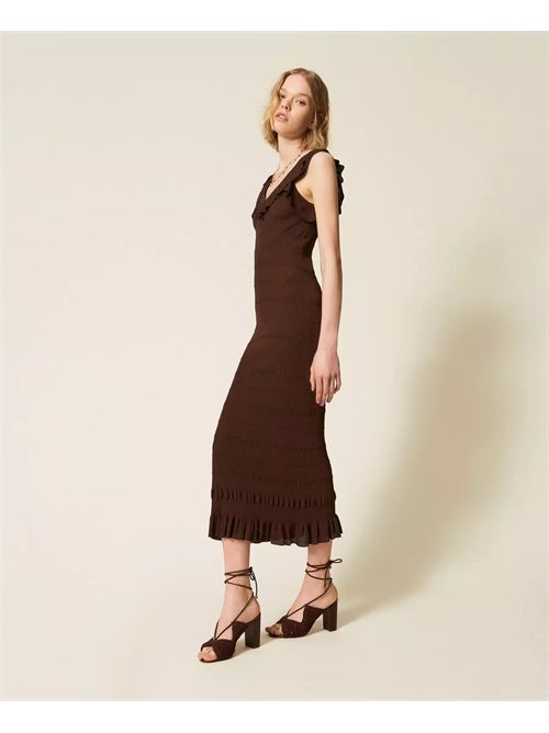 Abito longuette a costine con volant TWINSET | TT3023/12110